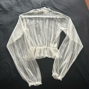 Oak and fort striped sheer blouse